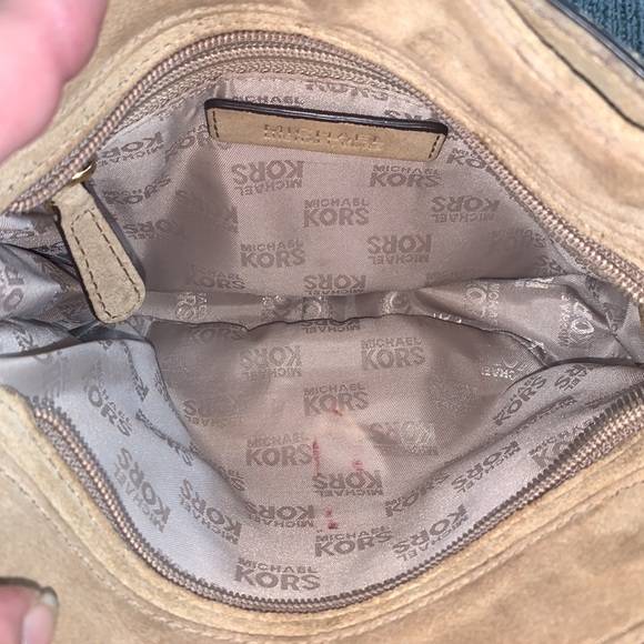 Michael Kors Crossbody Bag Womens Small Tan Suede Whipped Chelsea Shoulder Purse - Picture 13 of 17